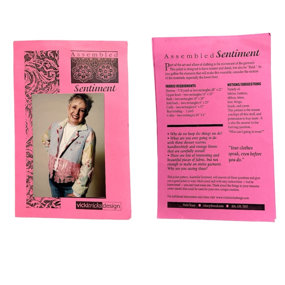 New uncut sewing pattern assembled sentiment video Vicki tricks design jacket